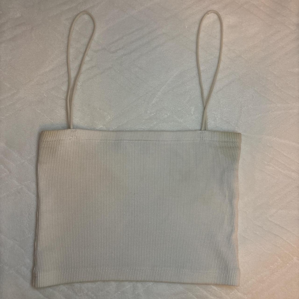 Zara White Ribbed Crop Top